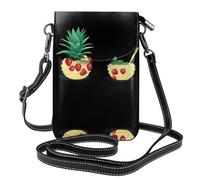 YYHWHJDE Small Cell Phone Purse 7.6x4.9in Strawberries In A Pineapple Bowl Pattern Leather Crossbody Flap Phone Case For Women, Perfect For Walking, Camping