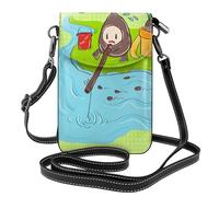 YYHWHJDE Small Cell Phone Purse 7.6x4.9in Sunflower Seeds Fishing Pattern Leather Crossbody Flap Phone Case For Women, Perfect For Walking, Camping