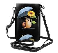 YYHWHJDE Small Cell Phone Purse 7.6x4.9in Sunflower Snail Under Umbrella Pattern Leather Crossbody Flap Phone Case For Women, Perfect For Walking, Camping