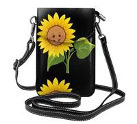 YYHWHJDE Small Cell Phone Purse 7.6x4.9in Sunny Sunflowers Pattern Leather Crossbody Flap Phone Case For Women, Perfect For Walking, Camping