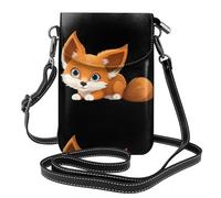 YYHWHJDE Small Cell Phone Purse 7.6x4.9in Super Cute Fox Kitten Pattern Leather Crossbody Flap Phone Case For Women, Perfect For Walking, Camping