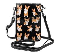 YYHWHJDE Small Cell Phone Purse 7.6x4.9in Super Cute Little Corgi Dog Pattern Leather Crossbody Flap Phone Case For Women, Perfect For Walking, Camping