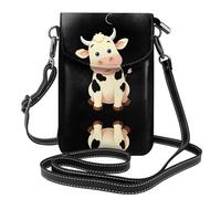 YYHWHJDE Small Cell Phone Purse 7.6x4.9in Super Cute Little Cow Pattern Leather Crossbody Flap Phone Case For Women, Perfect For Walking, Camping Black