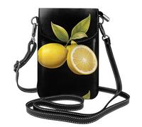 YYHWHJDE Small Cell Phone Purse 7.6x4.9in Sweet And Sour Lemon Pattern Leather Crossbody Flap Phone Case For Women, Perfect For Walking, Camping