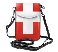 YYHWHJDE Small Cell Phone Purse 7.6x4.9in Swiss Flag Pattern Leather Crossbody Flap Phone Case For Women, Perfect For Walking, Camping Black