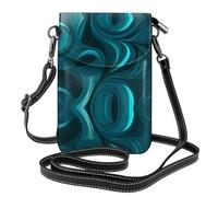 YYHWHJDE Small Cell Phone Purse 7.6x4.9in Teal Blue Pattern Leather Crossbody Flap Phone Case For Women, Perfect For Walking, Camping