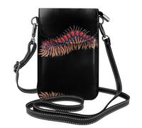 YYHWHJDE Small Cell Phone Purse 7.6x4.9in Terrible Centipede Pattern Leather Crossbody Flap Phone Case For Women, Perfect For Walking, Camping Black
