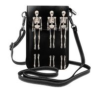 YYHWHJDE Small Cell Phone Purse 7.6x4.9in Terrifying Skeleton Doll Pattern Leather Crossbody Flap Phone Case For Women, Perfect For Walking, Camping