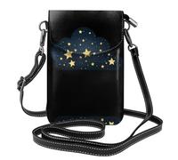 YYHWHJDE Small Cell Phone Purse 7.6x4.9in The Brightest Star In The Night Sky Pattern Leather Crossbody Flap Phone Case For Women, Perfect For Walking, Camping