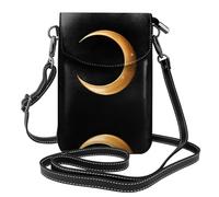 YYHWHJDE Small Cell Phone Purse 7.6x4.9in The Crescent Moon Decorated With Stars Pattern Leather Crossbody Flap Phone Case For Women, Perfect For Walking, Camping
