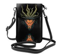 YYHWHJDE Small Cell Phone Purse 7.6x4.9in The Devil With Hair Like Tree Roots Pattern Leather Crossbody Flap Phone Case For Women, Perfect For Walking, Camping Black