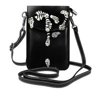 YYHWHJDE Small Cell Phone Purse 7.6x4.9in The Devil'S Footprints Pattern Leather Crossbody Flap Phone Case For Women, Perfect For Walking, Camping Black