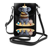 YYHWHJDE Small Cell Phone Purse 7.6x4.9in The Elephant Has A Huge Cake Pattern Leather Crossbody Flap Phone Case For Women, Perfect For Walking, Camping