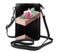 YYHWHJDE Small Cell Phone Purse 7.6x4.9in The Everlasting Rose Brick Pattern Leather Crossbody Flap Phone Case For Women, Perfect For Walking, Camping