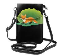 YYHWHJDE Small Cell Phone Purse 7.6x4.9in The Fox On The Lotus Leaf Pattern Leather Crossbody Flap Phone Case For Women, Perfect For Walking, Camping