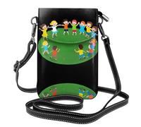 YYHWHJDE Small Cell Phone Purse 7.6x4.9in The Friend Who Spins In Circles Pattern Leather Crossbody Flap Phone Case For Women, Perfect For Walking, Camping Black