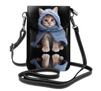 YYHWHJDE Small Cell Phone Purse 7.6x4.9in The Gentle Little Orange Cat Pattern Leather Crossbody Flap Phone Case For Women, Perfect For Walking, Camping