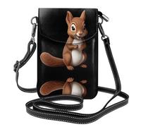 YYHWHJDE Small Cell Phone Purse 7.6x4.9in The Gentle Little Squirrel Pattern Leather Crossbody Flap Phone Case For Women, Perfect For Walking, Camping
