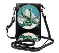 YYHWHJDE Small Cell Phone Purse 7.6x4.9in The Giant Snake Guarding The Mountain Pattern Leather Crossbody Flap Phone Case For Women, Perfect For Walking, Camping Black