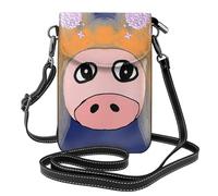 YYHWHJDE Small Cell Phone Purse 7.6x4.9in The Head Of The Bull Devil Pattern Leather Crossbody Flap Phone Case For Women, Perfect For Walking, Camping Black