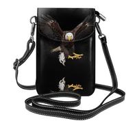 YYHWHJDE Small Cell Phone Purse 7.6x4.9in The Heroic Eagle Pattern Leather Crossbody Flap Phone Case For Women, Perfect For Walking, Camping Black