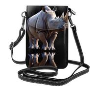 YYHWHJDE Small Cell Phone Purse 7.6x4.9in The Huge Rhino Pattern Leather Crossbody Flap Phone Case For Women, Perfect For Walking, Camping