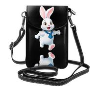 YYHWHJDE Small Cell Phone Purse 7.6x4.9in The Little White Rabbit Jumping Pattern Leather Crossbody Flap Phone Case For Women, Perfect For Walking, Camping