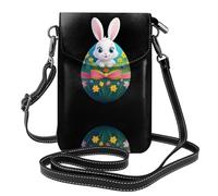 YYHWHJDE Small Cell Phone Purse 7.6x4.9in The Little White Rabbit On The Easter Egg Pattern Leather Crossbody Flap Phone Case For Women, Perfect For Walking, Camping