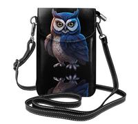 YYHWHJDE Small Cell Phone Purse 7.6x4.9in The Owl That Never Sleeps Pattern Leather Crossbody Flap Phone Case For Women, Perfect For Walking, Camping