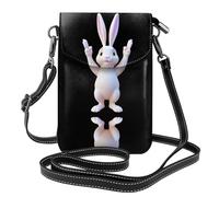YYHWHJDE Small Cell Phone Purse 7.6x4.9in The Rabbit Referee Who Cheers Pattern Leather Crossbody Flap Phone Case For Women, Perfect For Walking, Camping Black