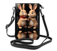 YYHWHJDE Small Cell Phone Purse 7.6x4.9in The Rabbit Said Hello Pattern Leather Crossbody Flap Phone Case For Women, Perfect For Walking, Camping Black