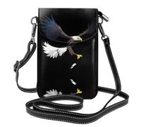 YYHWHJDE Small Cell Phone Purse 7.6x4.9in The Shadow Of The Eagle Pattern Leather Crossbody Flap Phone Case For Women, Perfect For Walking, Camping Black