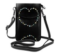 YYHWHJDE Small Cell Phone Purse 7.6x4.9in The Stars Say I Love You Pattern Leather Crossbody Flap Phone Case For Women, Perfect For Walking, Camping Black
