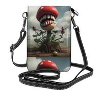 YYHWHJDE Small Cell Phone Purse 7.6x4.9in The Terrifying Piranha Plant Pattern Leather Crossbody Flap Phone Case For Women, Perfect For Walking, Camping