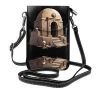 YYHWHJDE Small Cell Phone Purse 7.6x4.9in The Tomb Of Horror Pattern Leather Crossbody Flap Phone Case For Women, Perfect For Walking, Camping