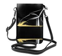 YYHWHJDE Small Cell Phone Purse 7.6x4.9in The Wind Blows The Windmill Pattern Leather Crossbody Flap Phone Case For Women, Perfect For Walking, Camping Black