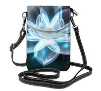 YYHWHJDE Small Cell Phone Purse 7.6x4.9in Transparent Lotus Flower Pattern Leather Crossbody Flap Phone Case For Women, Perfect For Walking, Camping