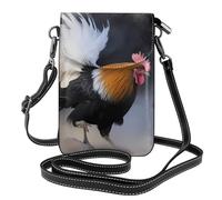YYHWHJDE Small Cell Phone Purse 7.6x4.9in Two Fighting Chickens Pattern Leather Crossbody Flap Phone Case For Women, Perfect For Walking, Camping