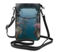 YYHWHJDE Small Cell Phone Purse 7.6x4.9in Undersea Architecture Pattern Leather Crossbody Flap Phone Case For Women, Perfect For Walking, Camping