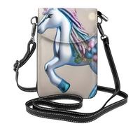 YYHWHJDE Small Cell Phone Purse 7.6x4.9in Unicorn Ornament Pattern Leather Crossbody Flap Phone Case For Women, Perfect For Walking, Camping Black