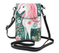 YYHWHJDE Small Cell Phone Purse 7.6x4.9in Unicorn With Pink Hair Pattern Leather Crossbody Flap Phone Case For Women, Perfect For Walking, Camping