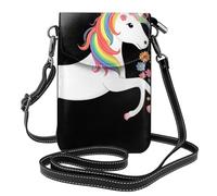 YYHWHJDE Small Cell Phone Purse 7.6x4.9in Unicorns Across The Rainbow Picture Leather Crossbody Flap Phone Case For Women, Perfect For Walking, Camping