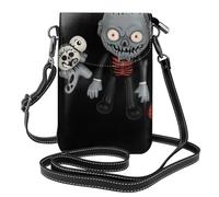 YYHWHJDE Small Cell Phone Purse 7.6x4.9in Violent Ghost Doll Pattern Leather Crossbody Flap Phone Case For Women, Perfect For Walking, Camping