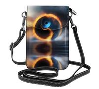 YYHWHJDE Small Cell Phone Purse 7.6x4.9in Water And Fire Tai Chi Pattern Leather Crossbody Flap Phone Case For Women, Perfect For Walking, Camping Black