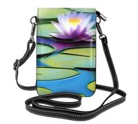YYHWHJDE Small Cell Phone Purse 7.6x4.9in Water Lilies In Water Pattern Leather Crossbody Flap Phone Case For Women, Perfect For Walking, Camping