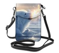 YYHWHJDE Small Cell Phone Purse 7.6x4.9in White Bear In Lake Pattern Leather Crossbody Flap Phone Case For Women, Perfect For Walking, Camping