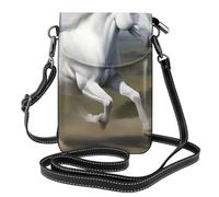 YYHWHJDE Small Cell Phone Purse 7.6x4.9in White Horse Pattern Leather Crossbody Flap Phone Case For Women, Perfect For Walking, Camping