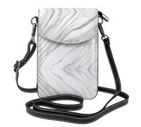 YYHWHJDE Small Cell Phone Purse 7.6x4.9in White Marble Pattern Leather Crossbody Flap Phone Case For Women, Perfect For Walking, Camping