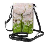 YYHWHJDE Small Cell Phone Purse 7.6x4.9in White Money Flower Pattern Leather Crossbody Flap Phone Case For Women, Perfect For Walking, Camping