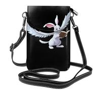 YYHWHJDE Small Cell Phone Purse 7.6x4.9in Winged Rabbit Looking At Textbook Pattern Leather Crossbody Flap Phone Case For Women, Perfect For Walking, Camping